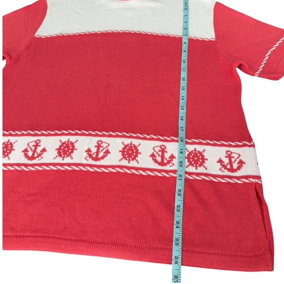 Vintage Company Collection Pink Nautical Anchors & Ships Wheel Knit Top Size XL - Picture 9 of 9